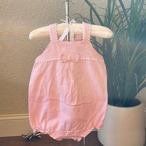 Janie and Jack Pink gingham romper
